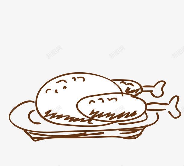 手绘鸡腿png免抠素材_新图网 https://ixintu.com 简笔画 鸡腿