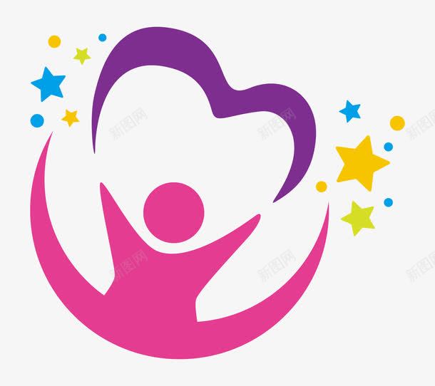 舞蹈logo图标png_新图网 https://ixintu.com 人物素材 彩带 星星 矢量素材 舞蹈 跳舞