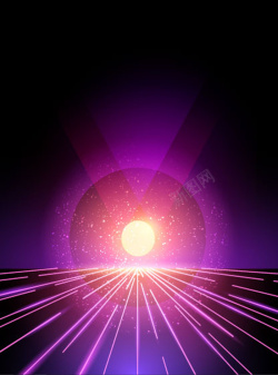 炫酷光效光线紫色商务科技海报背景图矢量图海报