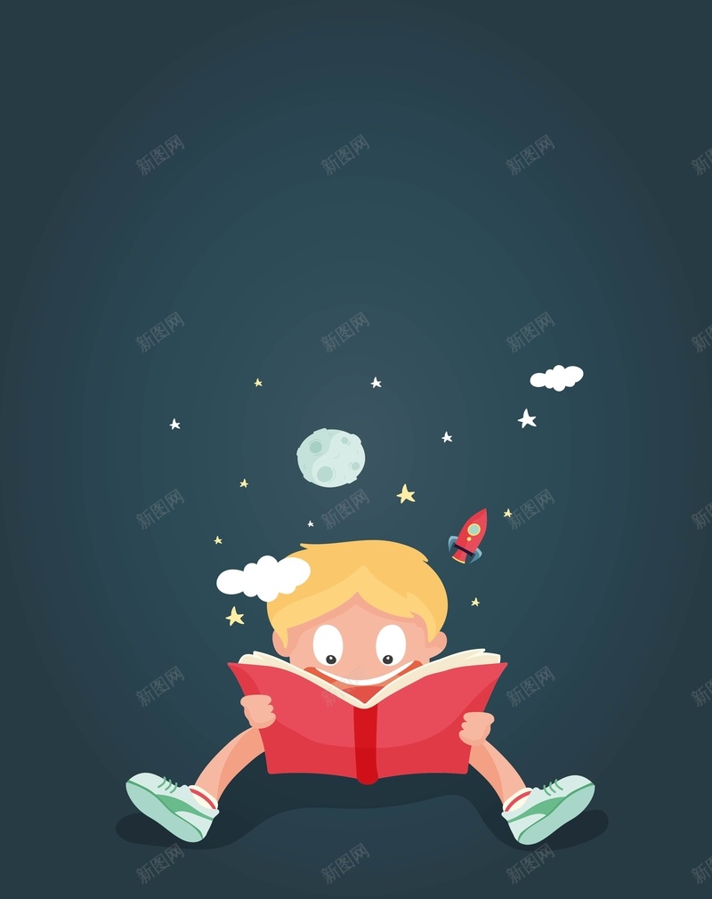 矢量儿童读书教育背景ai设计背景_新图网 https://ixintu.com 儿童 卡通 太空 宇宙 教育 海报 矢量 背景 蓝色 读书 矢量图