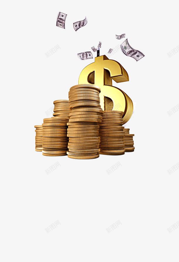 金融货币装饰图png免抠素材_新图网 https://ixintu.com 美元 美元符号 装饰图 金币 金融