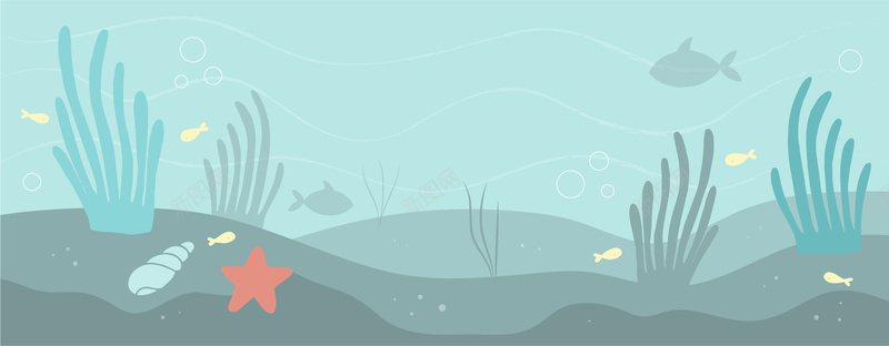 淡蓝色清新海底背景矢量图ai设计背景_新图网 https://ixintu.com 海底 海报banner 海草 淡蓝色 清新 背景 贝壳 矢量图