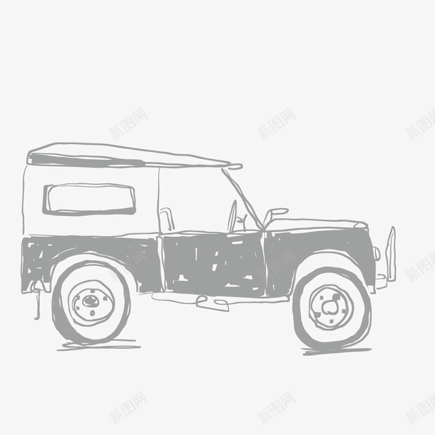 卡通吉普车png免抠素材_新图网 https://ixintu.com 交通工具 卡通 吉普车 复古 平面 手绘 旧式 车子
