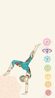 花卉纹样瑜伽女孩矢量图背景