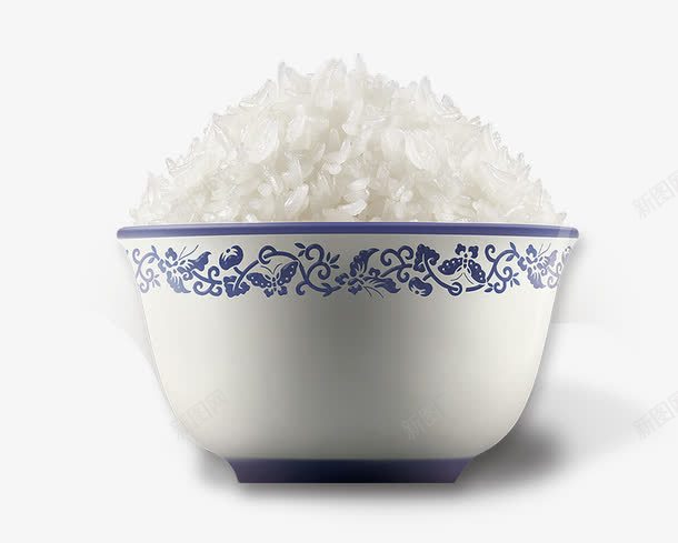 大米青花瓷碗png免抠素材_新图网 https://ixintu.com 白色 米饭 粮食 美食 青花瓷碗
