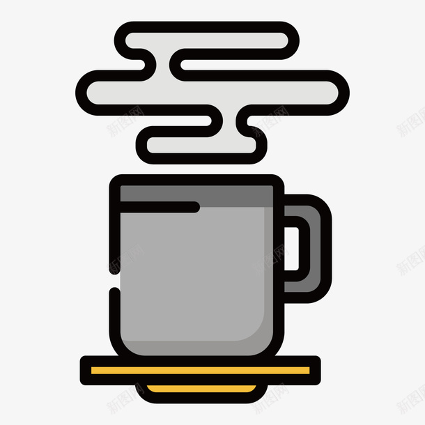 灰色手绘水杯元素矢量图ai免抠素材_新图网 https://ixintu.com 卡通插画 底座 扁平化 手绘 灰色 热气 茶杯 矢量图