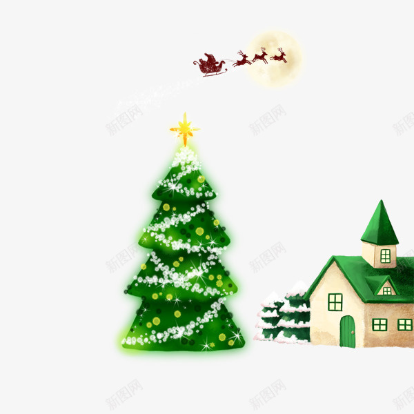 手绘卡通绿色圣诞树png免抠素材_新图网 https://ixintu.com 卡通 圣诞树 手绘 绿色