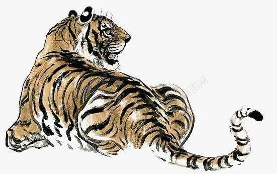 国画老虎png免抠素材_新图网 https://ixintu.com 国画 猛虎下山 素材 老虎 装饰