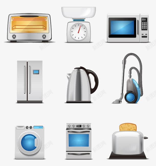家用电器图案png免抠素材_新图网 https://ixintu.com 家用电器 小电器 微波炉 电水壶