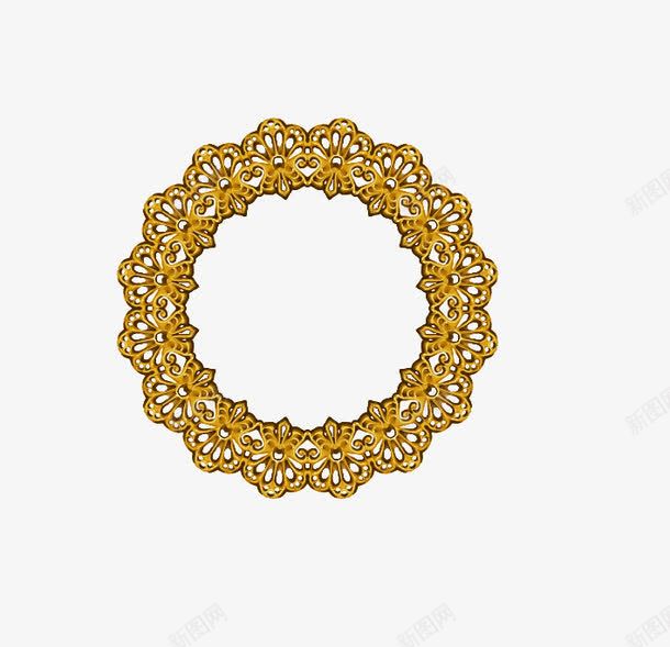 金色花纹圆形边框png免抠素材_新图网 https://ixintu.com 圆形框 欧式 编织 花纹边框 金色
