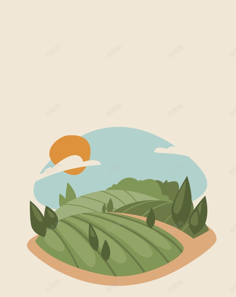 矢量扁平化农田背景ai设计背景_新图网 https://ixintu.com 农田 创意 扁平化 手绘 海报 矢量 绿色 背景 黄色 矢量图