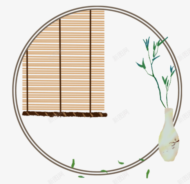 手绘元素古风边框带花瓶的小窗子png免抠素材_新图网 https://ixintu.com 古风 小窗子 手绘 边框