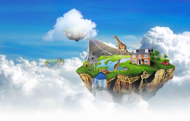 合成地球村海报背景模板psd设计背景_新图网 https://ixintu.com 云层 创意 合成 地球村 大气 宣传 房地产 海报 绿色家园 背景