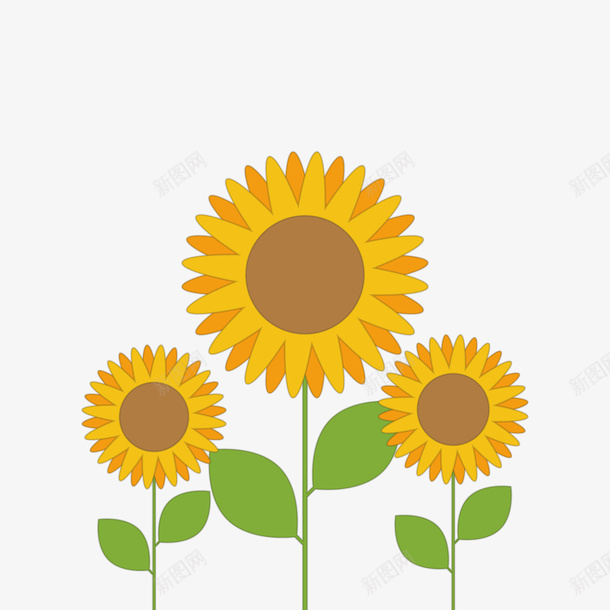 卡通扁平化向日葵png免抠素材_新图网 https://ixintu.com 卡通 向日葵 扁平化 植物设计 花朵