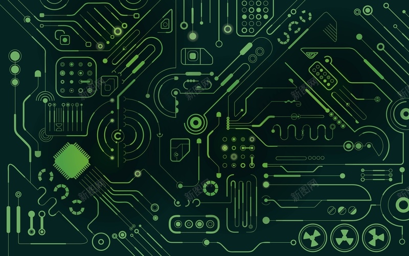 矢量科技电子电路图商业背景ai设计背景_新图网 https://ixintu.com 商业 商务 电子 电路图 矢量 科幻 科技 绿色 背景 荧光 质感 黑色 矢量图