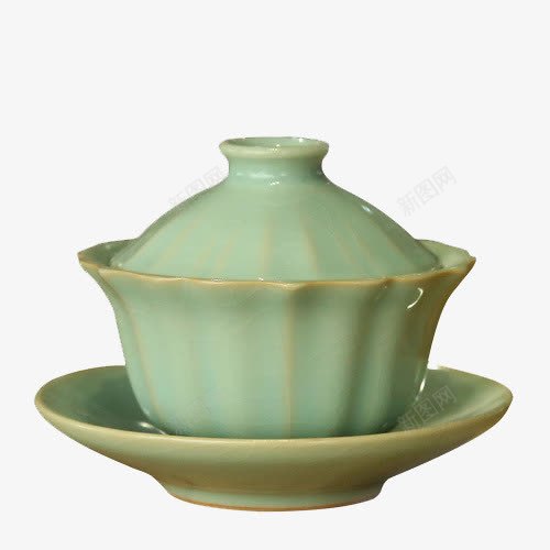 功夫茶具png免抠素材_新图网 https://ixintu.com 品茗盖碗 天青矮菊盖碗 开片汝窑 问鼎 陶瓷功夫