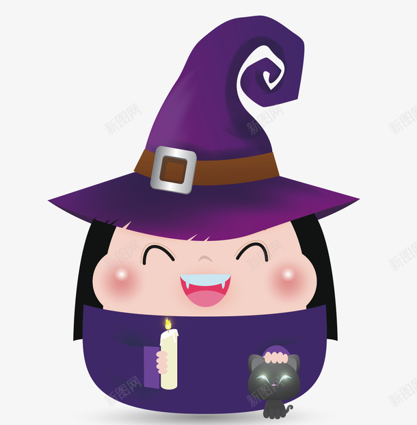 万圣节卡通可爱巫女png免抠素材_新图网 https://ixintu.com 万圣节 卡通 可爱 巫女
