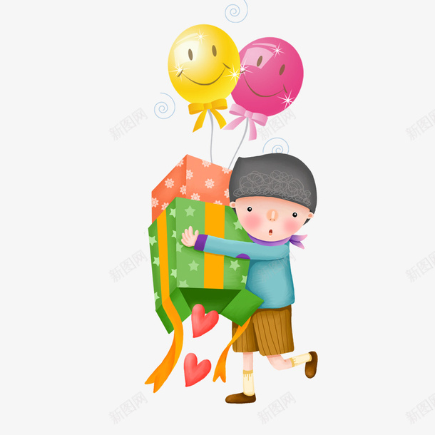 儿童节抱着礼物的男孩psd免抠素材_新图网 https://ixintu.com 人物设计 儿童节 卡通 彩色 快乐 手绘 男孩 礼物
