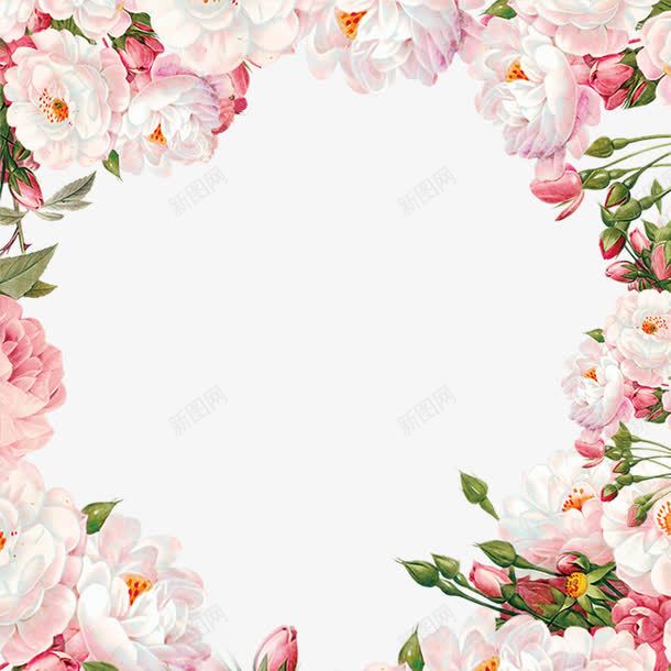 手绘花框png免抠素材_新图网 https://ixintu.com 手绘玫瑰 手绘花框 玫瑰花框 玫瑰花线框 花框