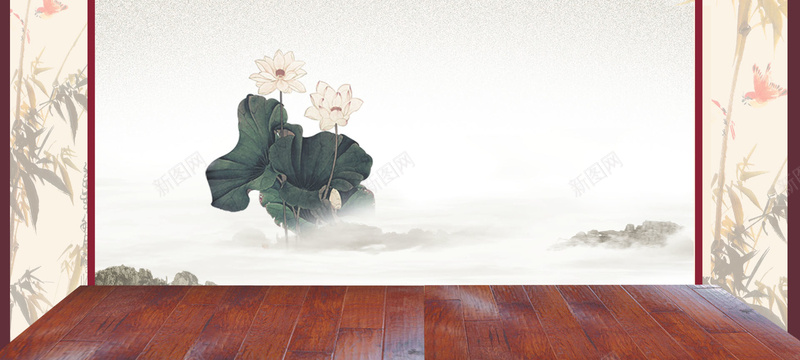煮茶淘宝海报背景psd设计背景_新图网 https://ixintu.com 中国风 古典 复古水墨风 小清新 屏风 文艺 木地板 水墨画 淡雅 煮茶茶具 简约 茶艺 荷香 莲韵
