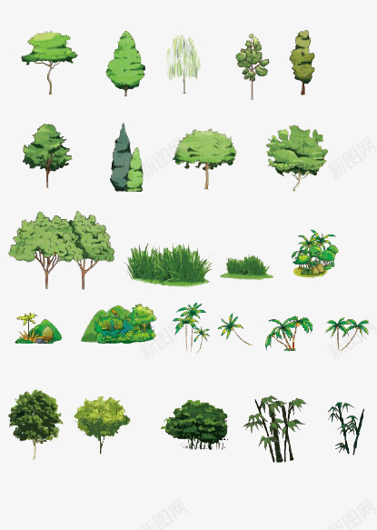 树png免抠素材_新图网 https://ixintu.com 卡通 手绘 插画 景观 树 绿色