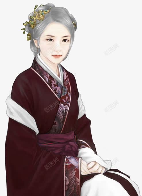 白发红衣老妇人古风手绘png免抠素材_新图网 https://ixintu.com 古风 白发 红衣 老妇