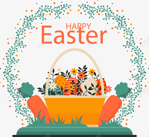 复活节彩蛋篮子标签png免抠素材_新图网 https://ixintu.com Easter Happy 复活节 复活节彩蛋 复活节快乐 复活节标题 篮子标签 草环