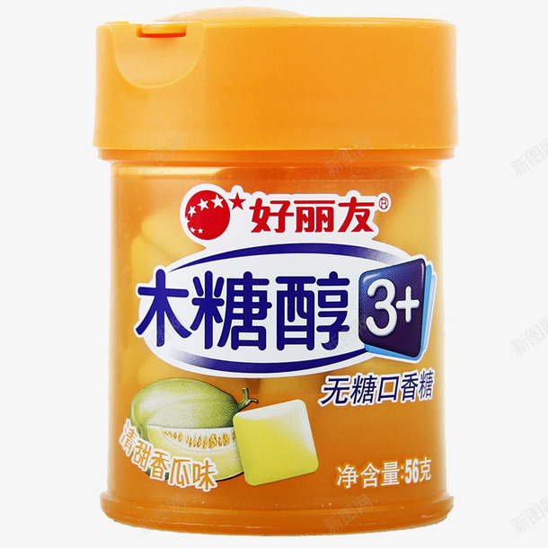 好丽友香瓜味木糖醇png免抠素材_新图网 https://ixintu.com 产品实物 好丽友包装矢量图 无糖口香糖 清甜 罐装