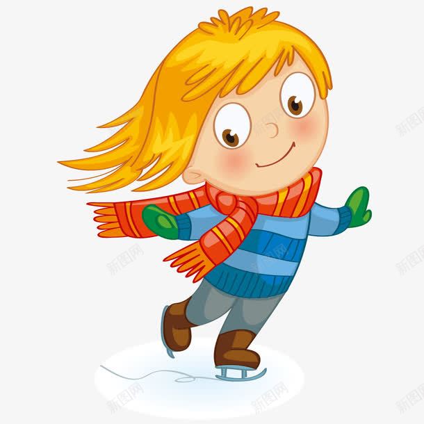 滑雪的女孩png免抠素材_新图网 https://ixintu.com 卡通 围巾 女孩 小人 手绘 滑冰鞋 白色 绿色 蓝色