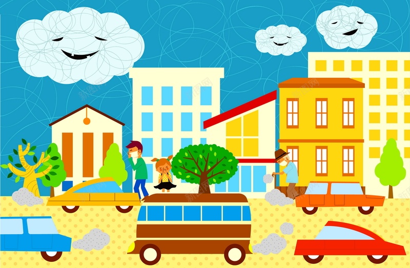 卡通城市矢量图ai设计背景_新图网 https://ixintu.com 卡通 城市 小车 建筑 手绘 汽车 童趣 街道 矢量图