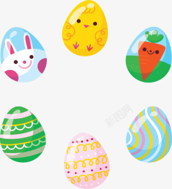 复活节可爱彩蛋花纹矢量图素材