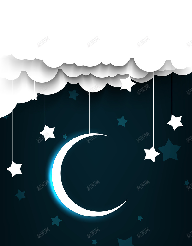 蓝色夜空背景矢量图ai设计背景_新图网 https://ixintu.com 天空 小清新 文艺 星云 星星 星海 星空 星空开心 星际 月亮 简约 蓝色背景 矢量图