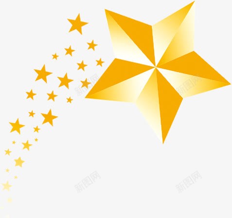 黄色立体手绘荣耀五角星png免抠素材_新图网 https://ixintu.com 五角星 立体 荣耀 黄色