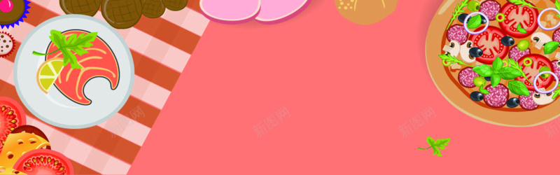卡通餐饮背景矢量图ai设计背景_新图网 https://ixintu.com 卡通 手绘 海报banner 童趣 红色 餐饮 矢量图