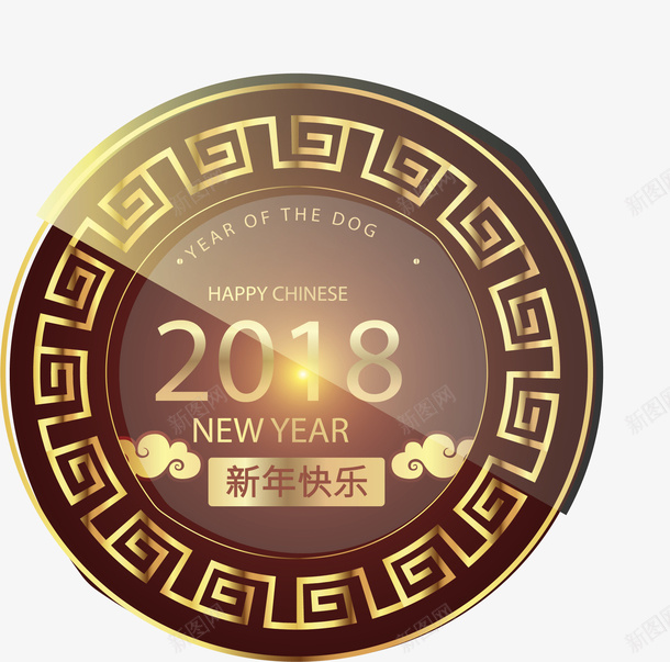 金色古风边框新年快乐矢量图ai免抠素材_新图网 https://ixintu.com 2018新年 中国风 古风边框 新年快乐 矢量png 金色边框 矢量图