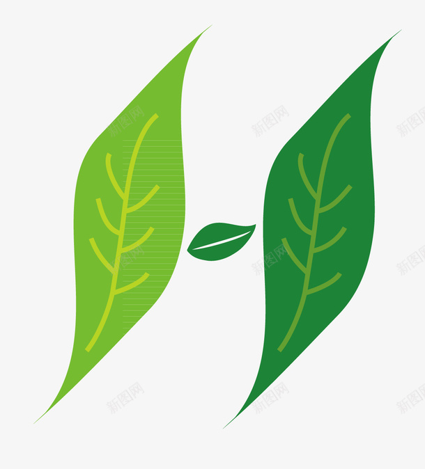 两片叶子矢量图图标ai_新图网 https://ixintu.com LOGO 叶子 有机 绿色 矢量图