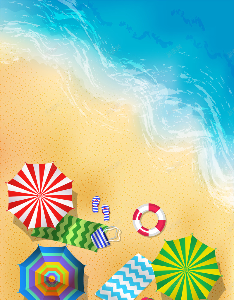 夏天海边旅游促销背景矢量图ai设计背景_新图网 https://ixintu.com 促销 促销背景 夏天 夏天背景 夏季 夏季背景 小清新 旅游 海水 海滩 清爽背景 游泳圈 遮阳伞 矢量图