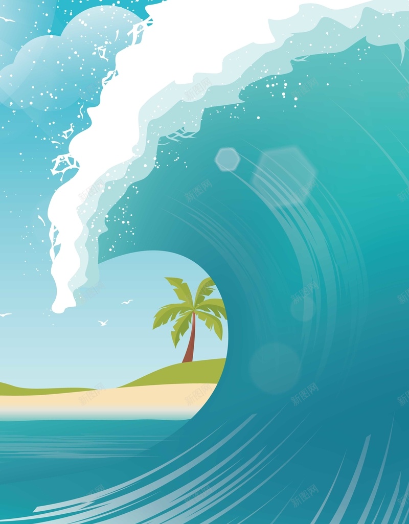 海浪背景装饰矢量图ai设计背景_新图网 https://ixintu.com 冲浪 卡通 手绘 插画海浪 沙滩 海浪 矢量图 矢量背景装饰 童趣