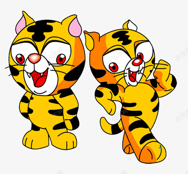 两只果萌老虎png免抠素材_新图网 https://ixintu.com 猛虎 素材 老虎