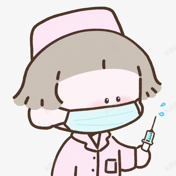 卡通医生护士打针psd免抠素材_新图网 https://ixintu.com 医用口罩 卡通医生 手绘疫苗打针插画 打针 护士 护士节插画 疫苗打针