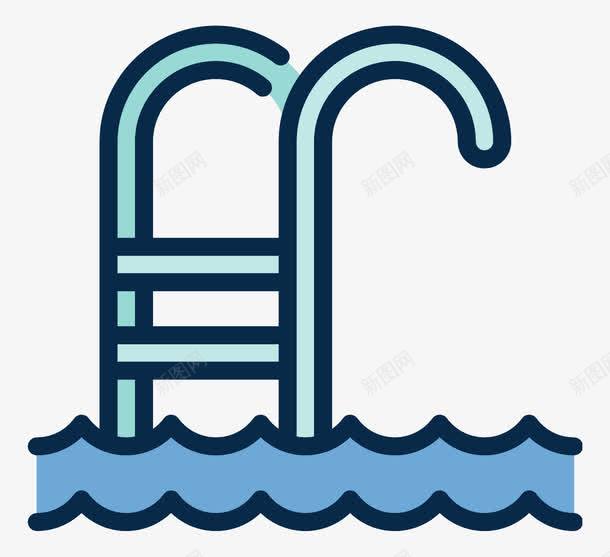 游泳池楼梯png免抠素材_新图网 https://ixintu.com 卡通 扁平化 楼梯 游泳池