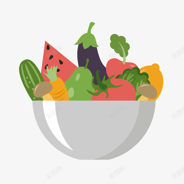 盘子里的素食食物矢量图ai免抠素材_新图网 https://ixintu.com 天猫吃货节 碗里的 素食 食材 食物 矢量图