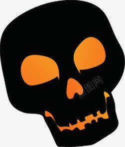 手绘万圣节黑色骷髅头png免抠素材_新图网 https://ixintu.com 骷髅 黑色
