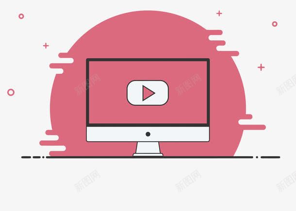 夕阳下的电脑png免抠素材_新图网 https://ixintu.com PNG图片 PNG图片素材 PNG素材 PNG素材免费下载 夕阳 扁平化 播放标志 电脑