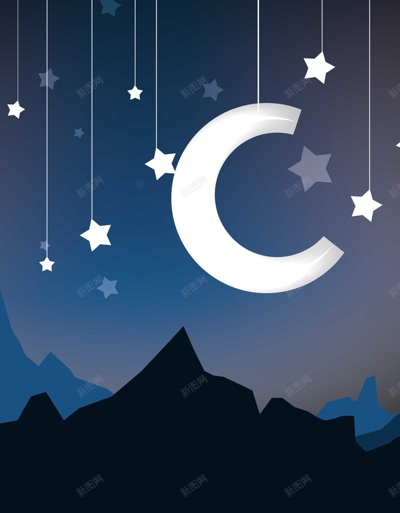 扁平化星空背景装饰矢量图ai设计背景_新图网 https://ixintu.com 夜晚 扁平化 星云 星星 星海 星空 星际 月亮 背景装饰 矢量图