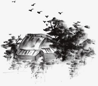 水墨画农家小院png免抠素材_新图网 https://ixintu.com 农家 小院 水墨画