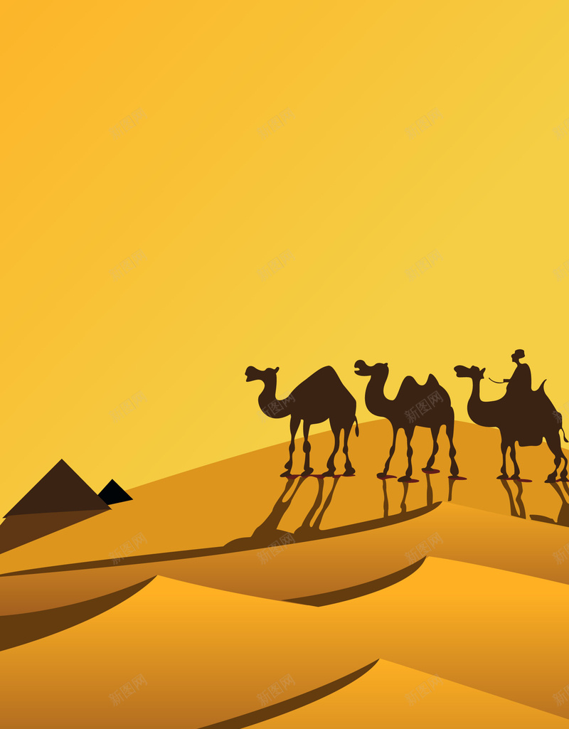矢量沙漠骆驼丝绸之路背景