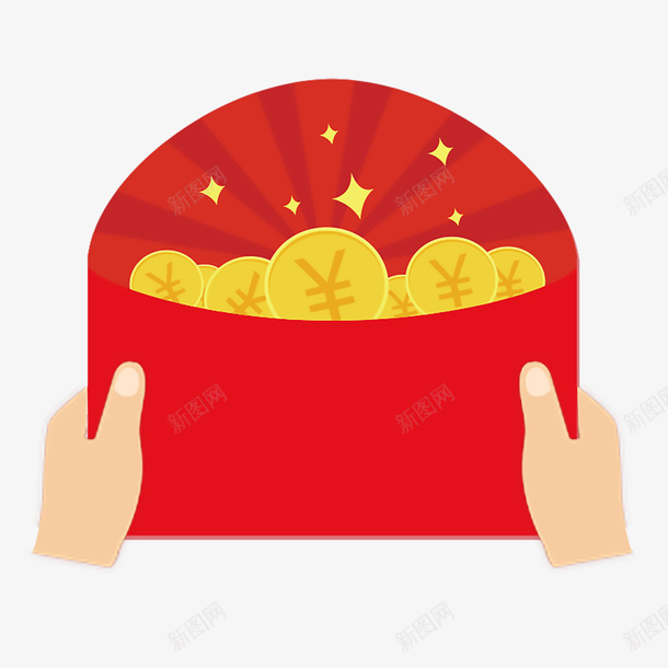 手拿红包红色金币png免抠素材_新图网 https://ixintu.com 手拿红包 素材 红色 金币