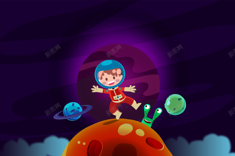 卡通登月背景图矢量图ai设计背景_新图网 https://ixintu.com 卡通 地球 太空 宇宙 开心 手绘 登月 童趣 矢量图