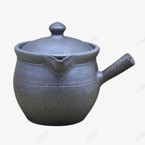 传统工艺中药罐png免抠素材_新图网 https://ixintu.com 中药罐 传统工艺 养生 单手柄 煎药壶砂锅 煮草药 耐热 陶土作品 陶土材质